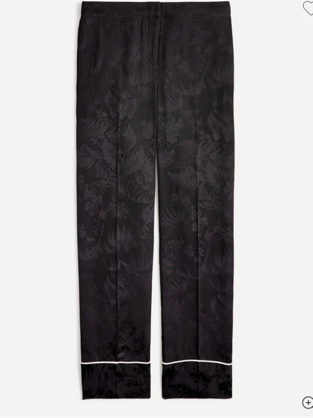 NWT J. Crew size 12 black floral jacquard satin pants